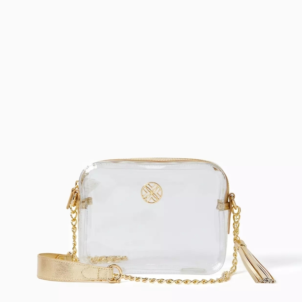 Lilly Pulitzer Clear Crossbody Bag With Gold Chain Strap